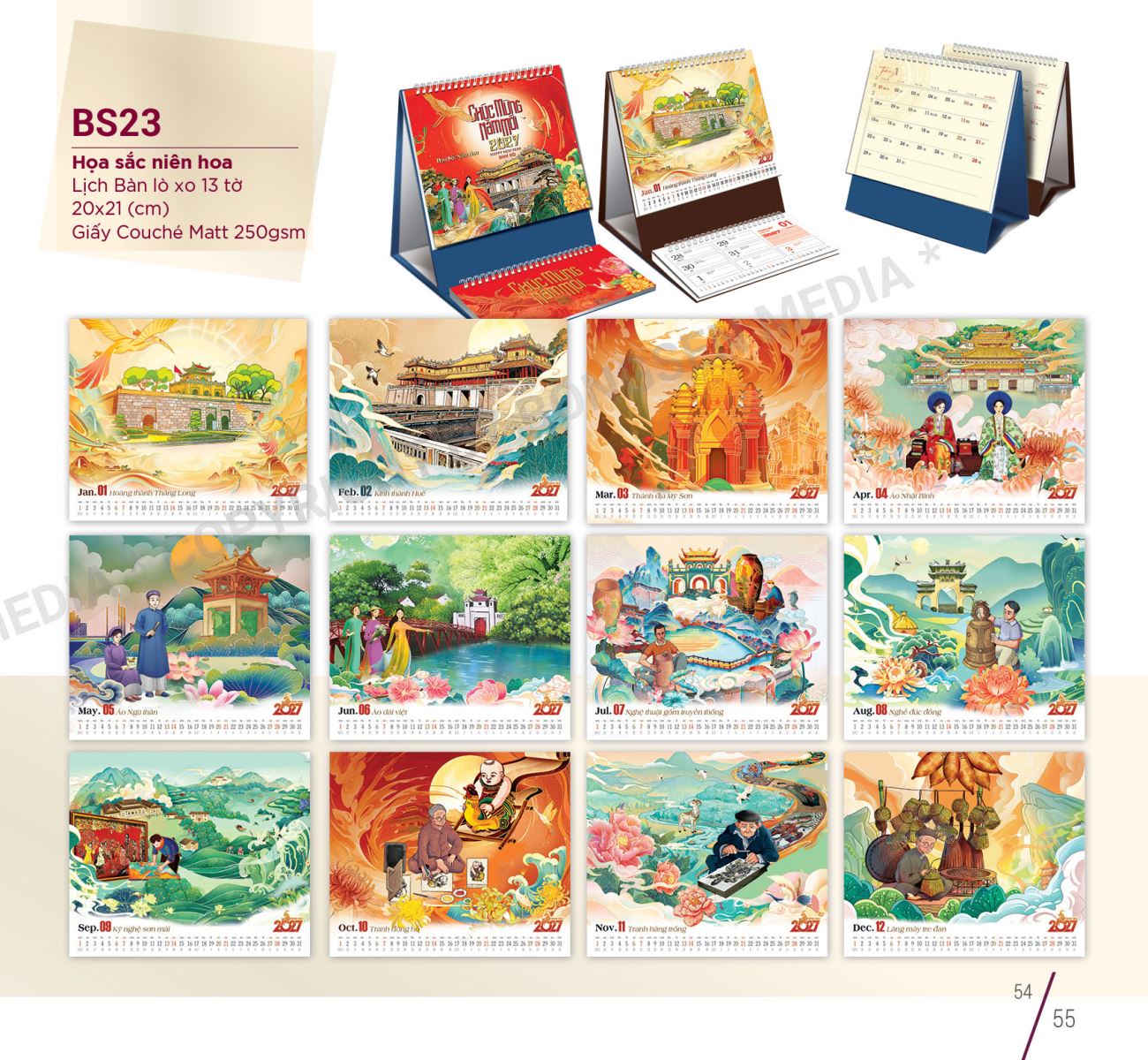 Mẫu lịch để bàn 2027 sáng tạo, độc đáo