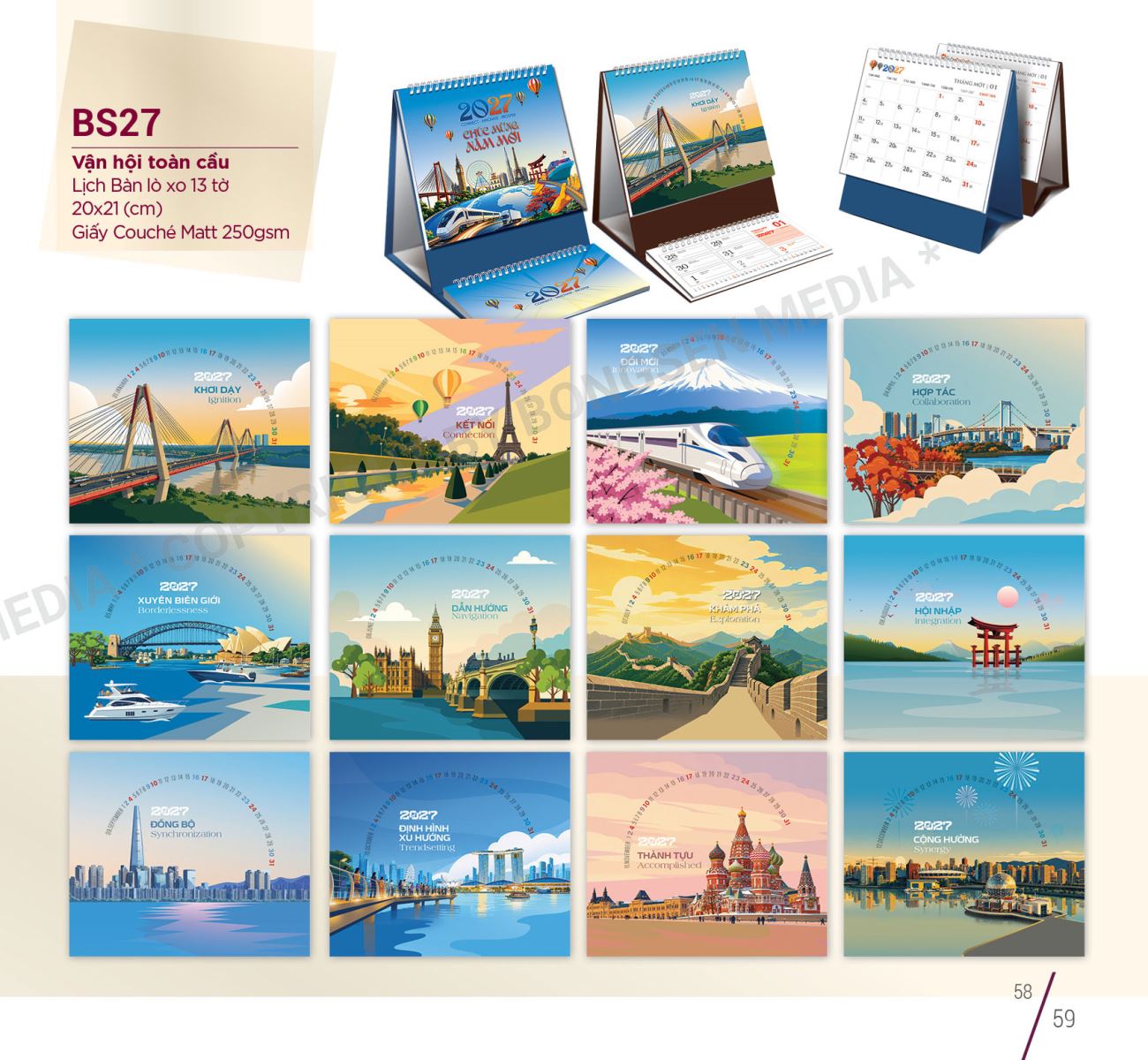 In lịch để bàn 2027 giá rẻ tại Hà Nội