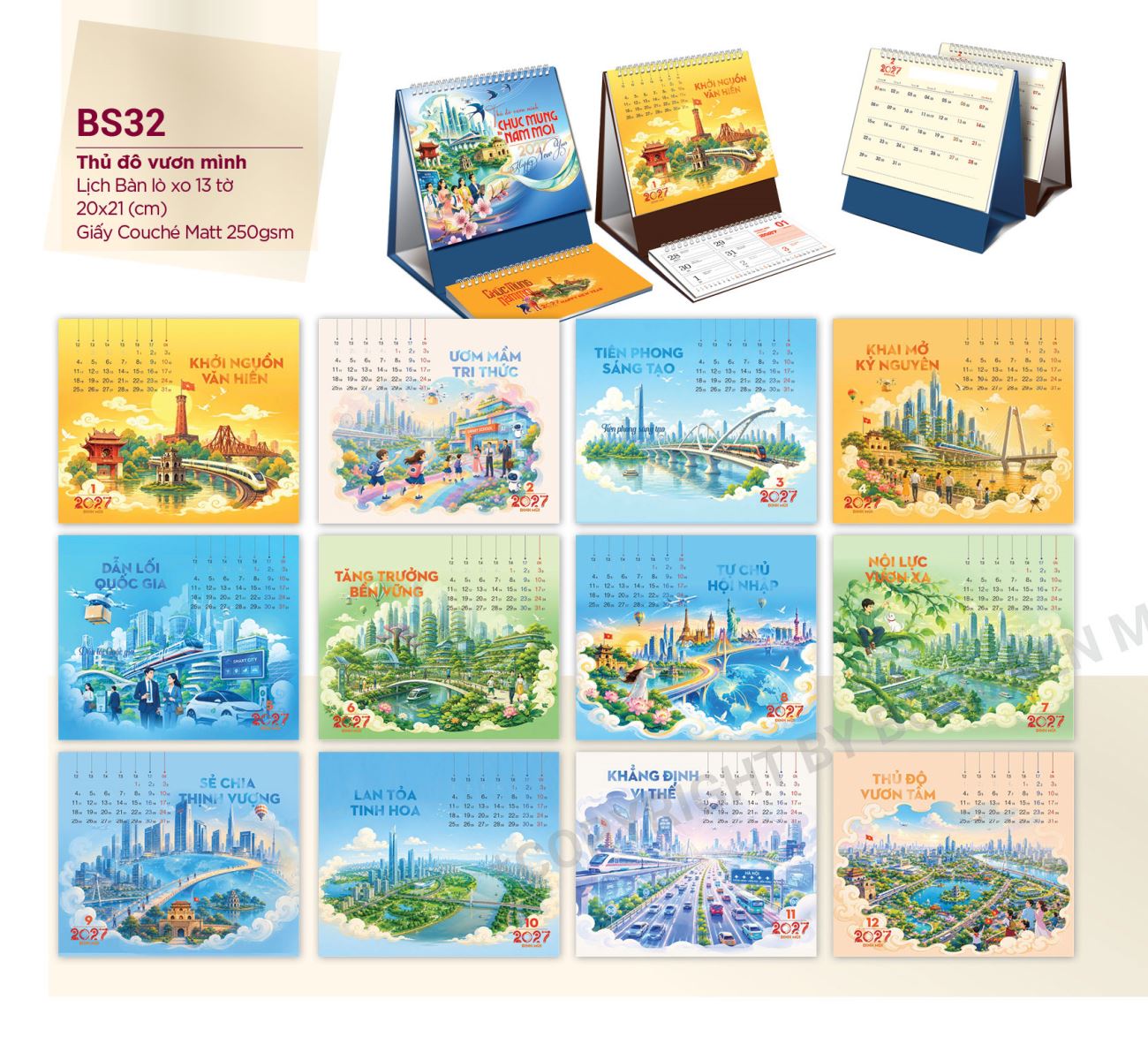 In lịch để bàn 2027 quà tặng khách hàng dịp Tết