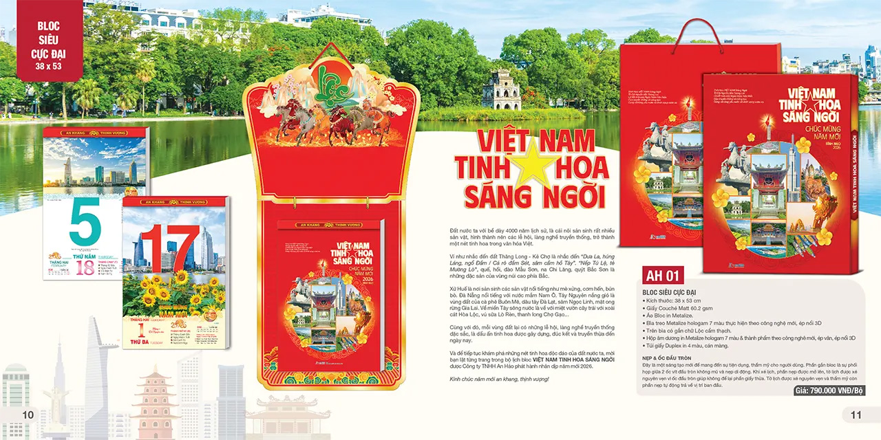 Mẫu lịch bloc 2026 phong cảnh thiên nhiên