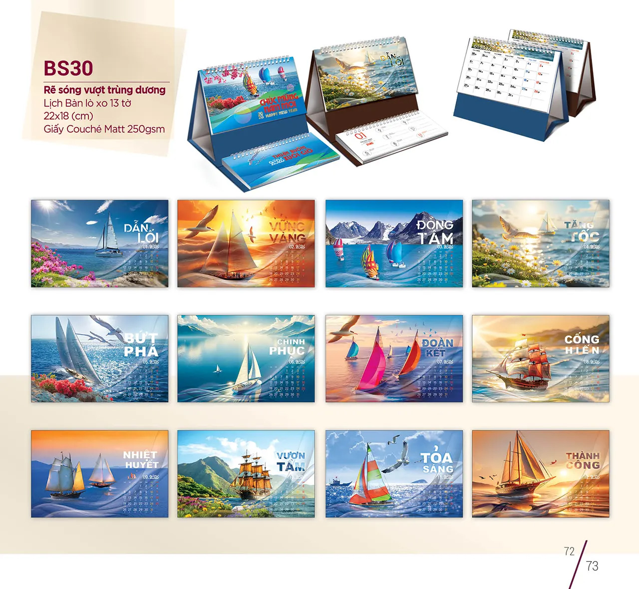 In lịch để bàn 2026 theo bộ nhận diện thương hiệu