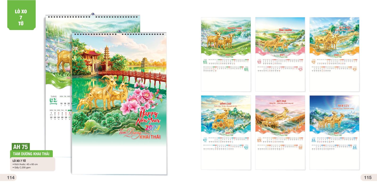 Thiết kế lịch lò xo 7 tờ hình ảnh sắc nét