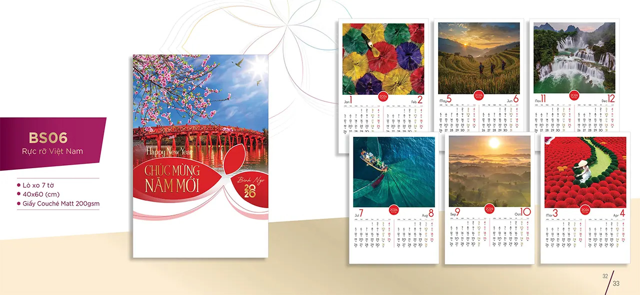 In lịch treo tường 7 tờ giá rẻ tại Hà Nội